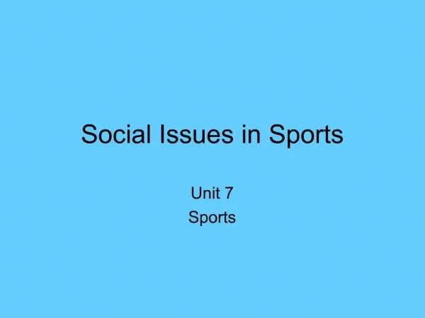 Social Issues in Sports