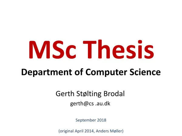 MSc Thesis Department of Computer Science