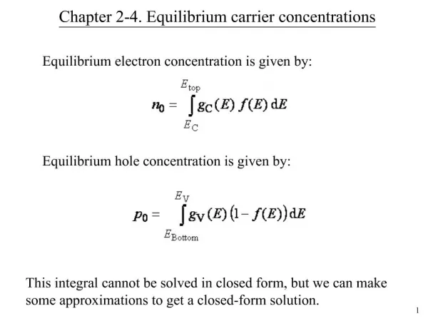 Chapter 2-4. Equilibrium carrier concentrations