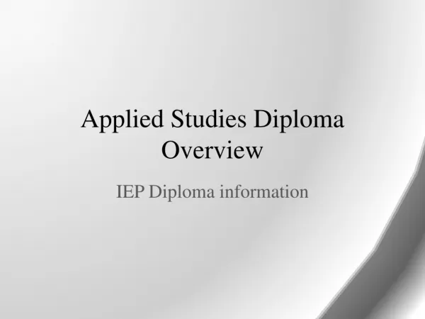 Applied Studies Diploma Overview