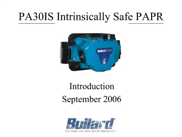 PA30IS Intrinsically Safe PAPR