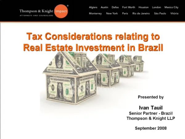 Tax Considerations relating to Real Estate Investment in Brazil