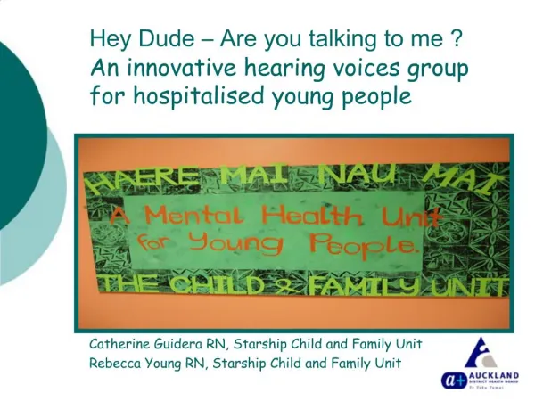 Hey Dude Are you talking to me An innovative hearing voices group for hospitalised young people