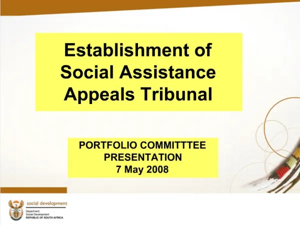 Establishment of Social Assistance Appeals Tribunal