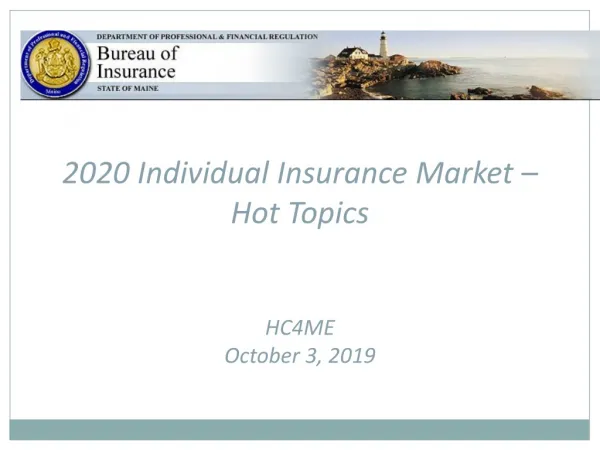 2020 Individual Insurance Market – Hot Topics