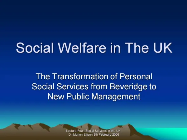 Social Welfare in The UK