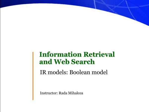 Information Retrieval and Web Search