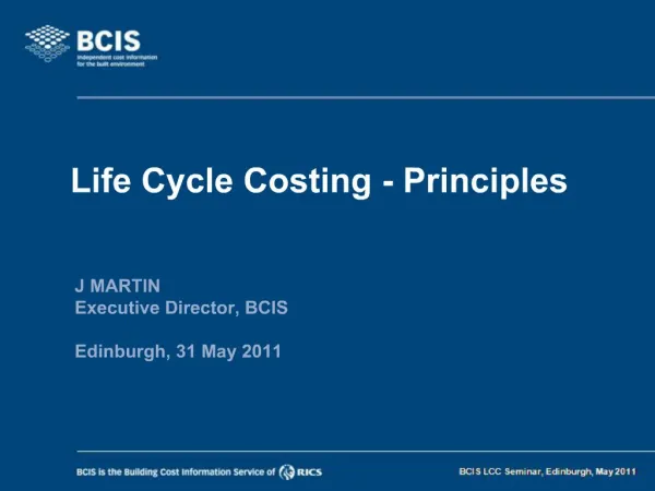 Life Cycle Costing - Principles