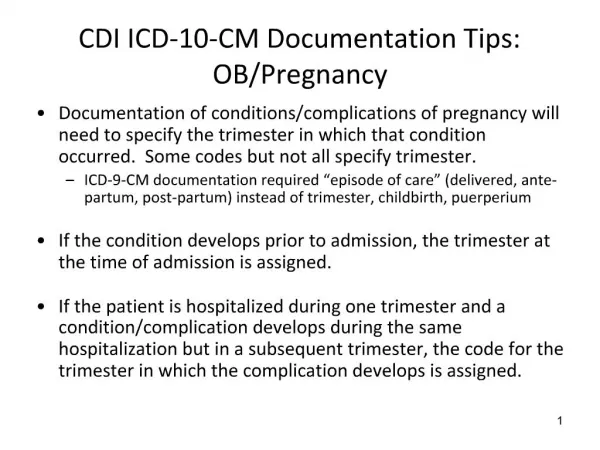 CDI ICD-10-CM Documentation Tips: OB