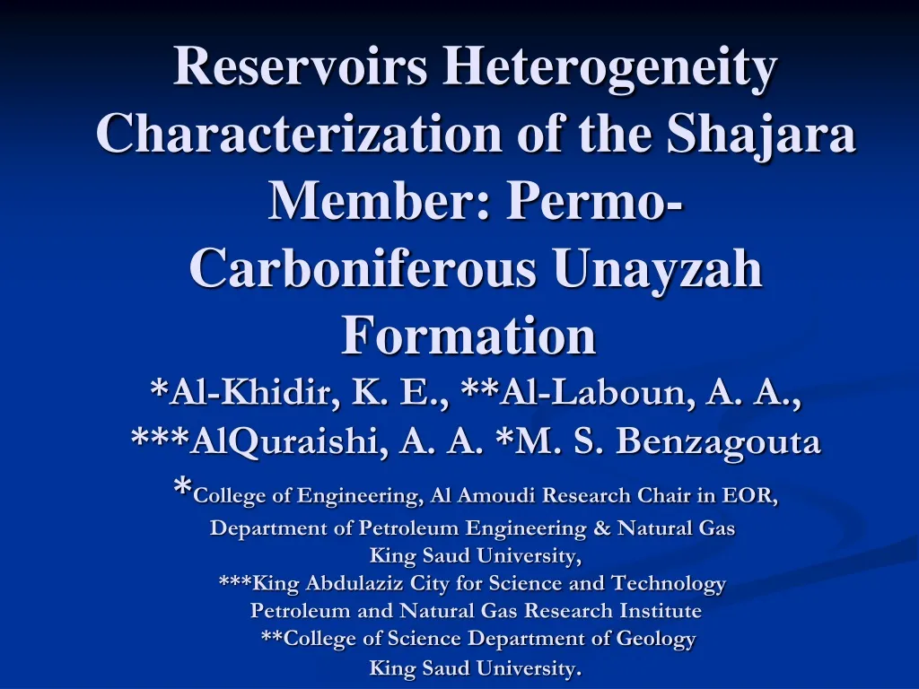 reservoirs heterogeneity characterization