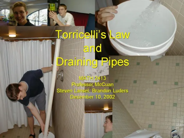 Torricelli s Law and Draining Pipes