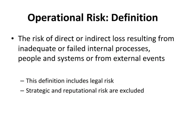 Operational Risk: Definition