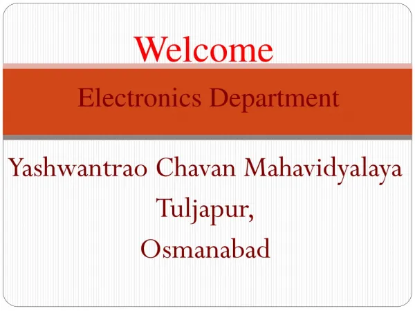 Welcome Electronics Department