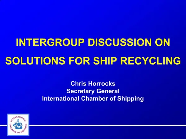 INTERGROUP DISCUSSION ON SOLUTIONS FOR SHIP RECYCLING