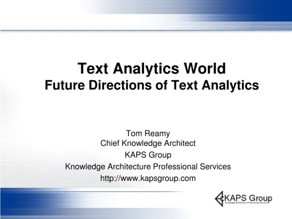 Text Analytics World Future Directions of Text Analytics