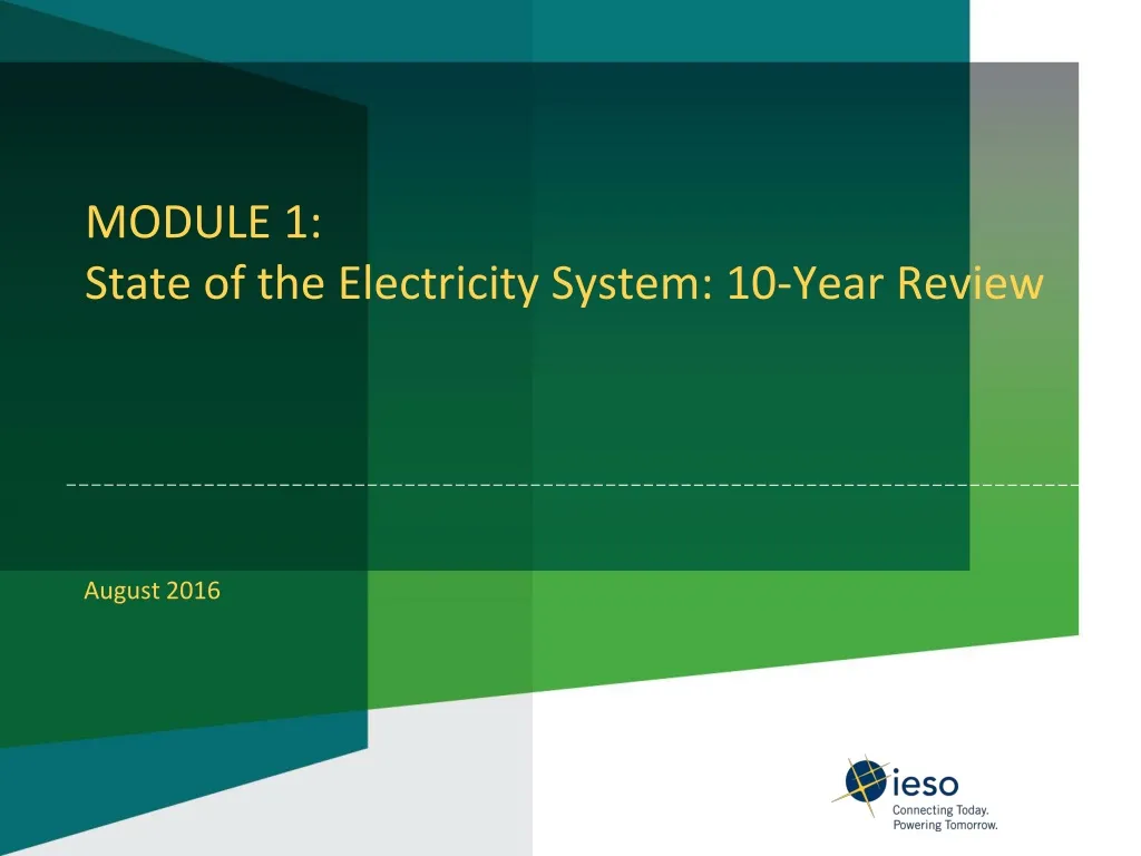 module 1 state of the electricity system 10 year