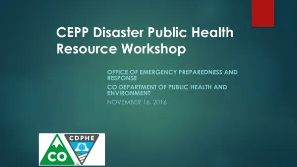 CEPP Disaster Public Health Resource Workshop