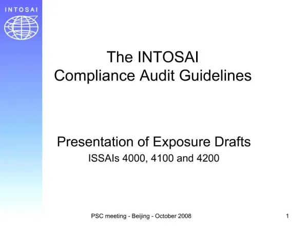 The INTOSAI Compliance Audit Guidelines