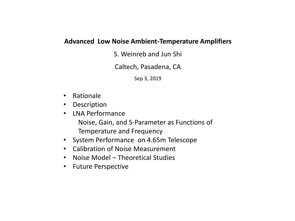 advanced low noise ambient temperature amplifiers