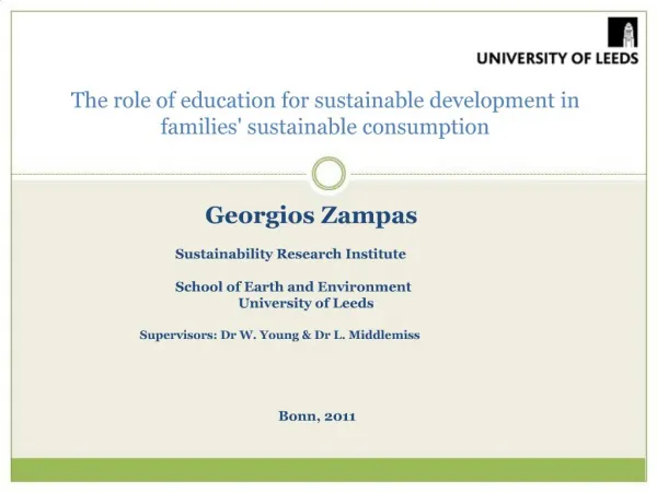 The role of education for sustainable development in families sustainable consumption