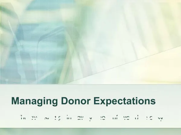 Managing Donor Expectations