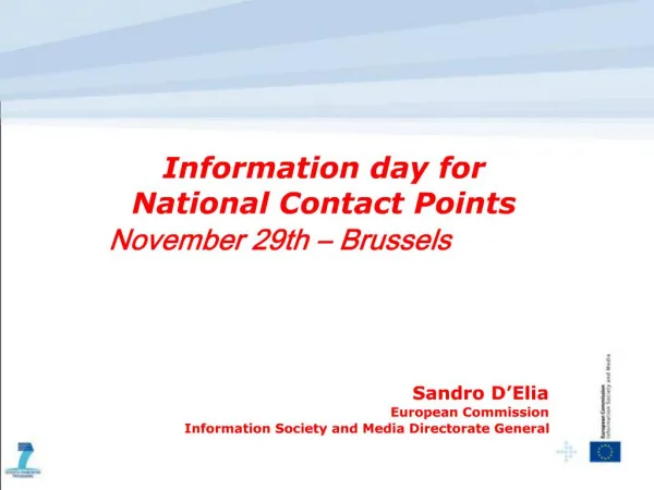Information day for National Contact Points November 29th Brussels