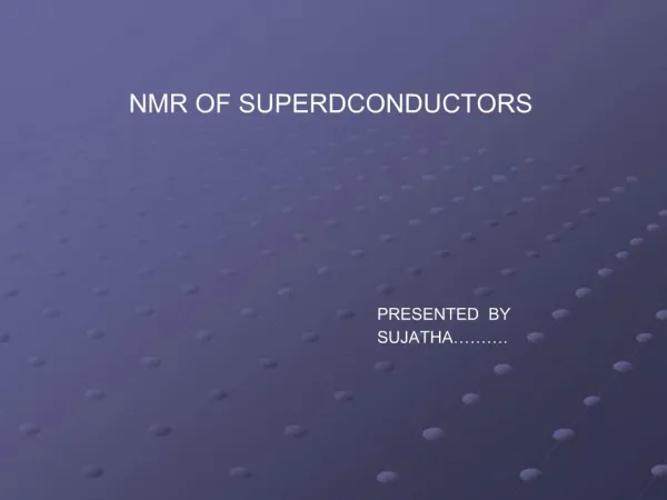NMR OF SUPERDCONDUCTORS