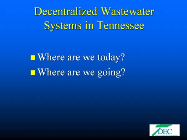 Decentralized Wastewater Systems in Tennessee