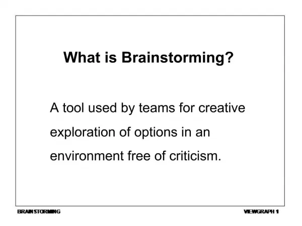 What is Brainstorming