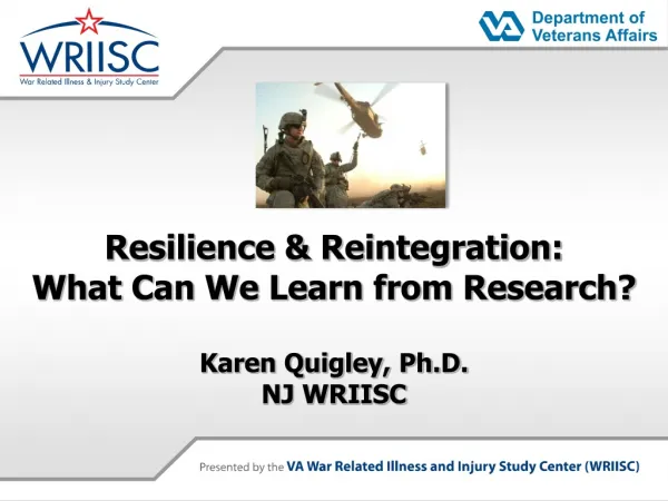 Resilience &amp; Reintegration: What Can We Learn from Research? Karen Quigley, Ph.D. NJ WRIISC