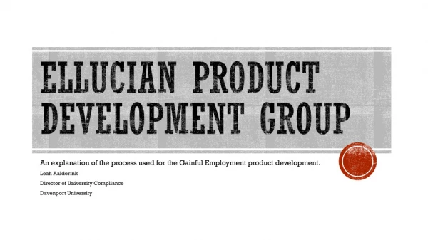 Ellucian Product Development Group