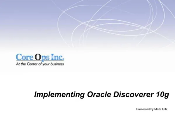 Implementing Oracle Discoverer 10g