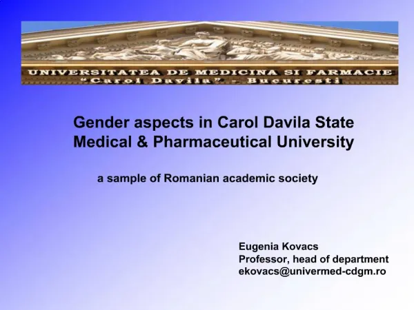 Gender aspects in Carol Davila State Medical Pharmaceutical University