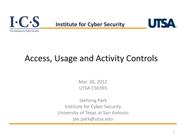 Access , Usage and Activity Controls