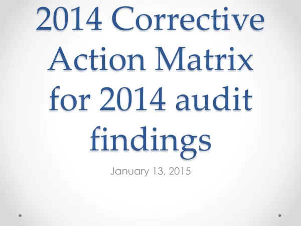 2014 Corrective Action Matrix for 2014 audit findings