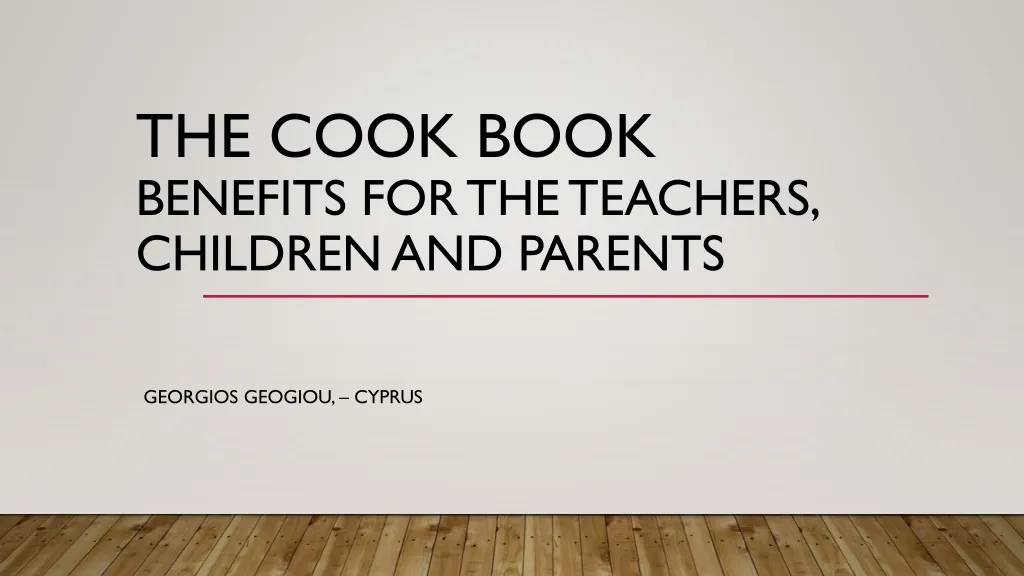 the cook book benefits for the teachers children and parents
