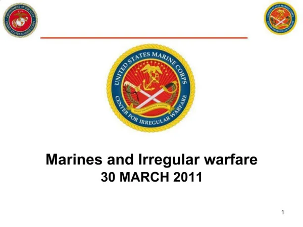 Marines and Irregular warfare 30 MARCH 2011
