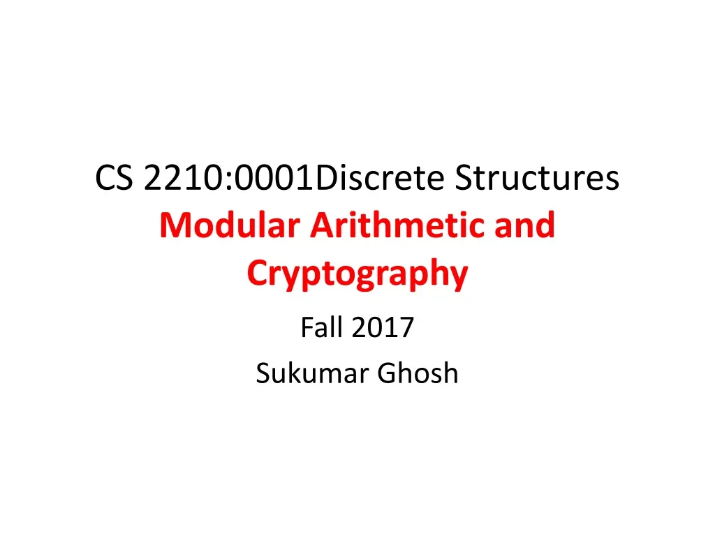 cs 2210 0001discrete structures modular arithmetic and cryptography