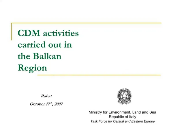 CDM activities carried out in the Balkan Region