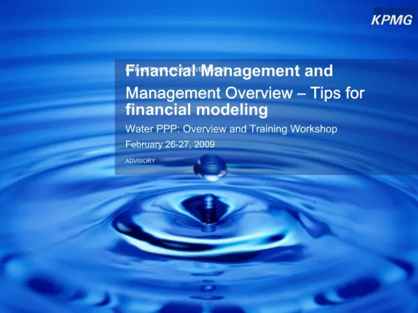 Financial Management and Management Overview Tips for financial modeling