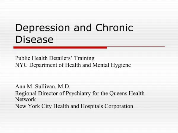 Depression and Chronic Disease