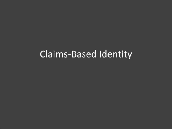 Claims-Based Identity