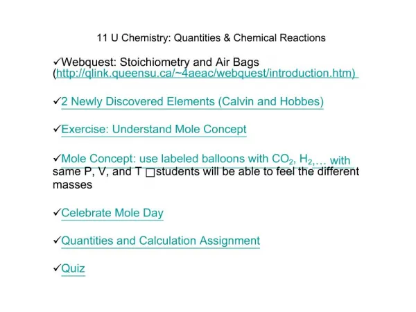 Webquest: Stoichiometry and Air Bags qlink.queensu