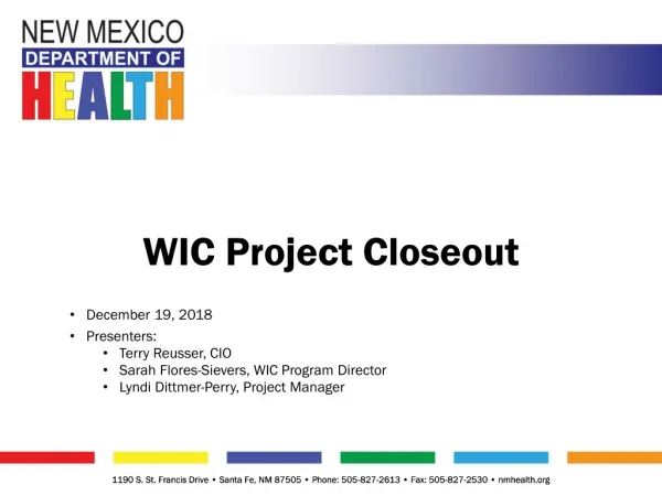 WIC Project Closeout