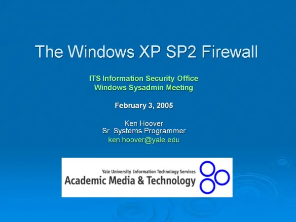 The Windows XP SP2 Firewall