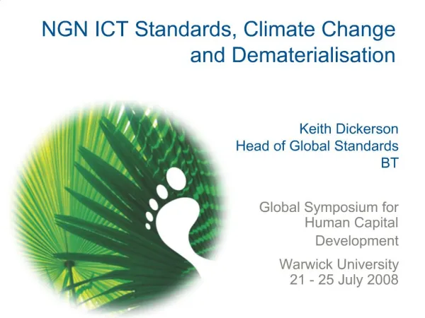 NGN ICT Standards, Climate Change and Dematerialisation