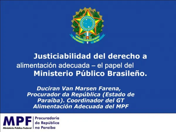 Justiciabilidad del derecho a alimentaci n adecuada el papel del Ministerio P blico Brasile o.