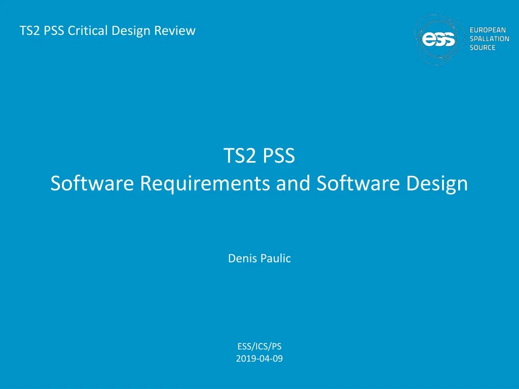 ts2 pss software requirements and software design