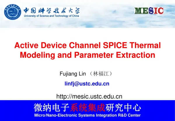 Active Device Channel SPICE Thermal Modeling and Parameter Extraction