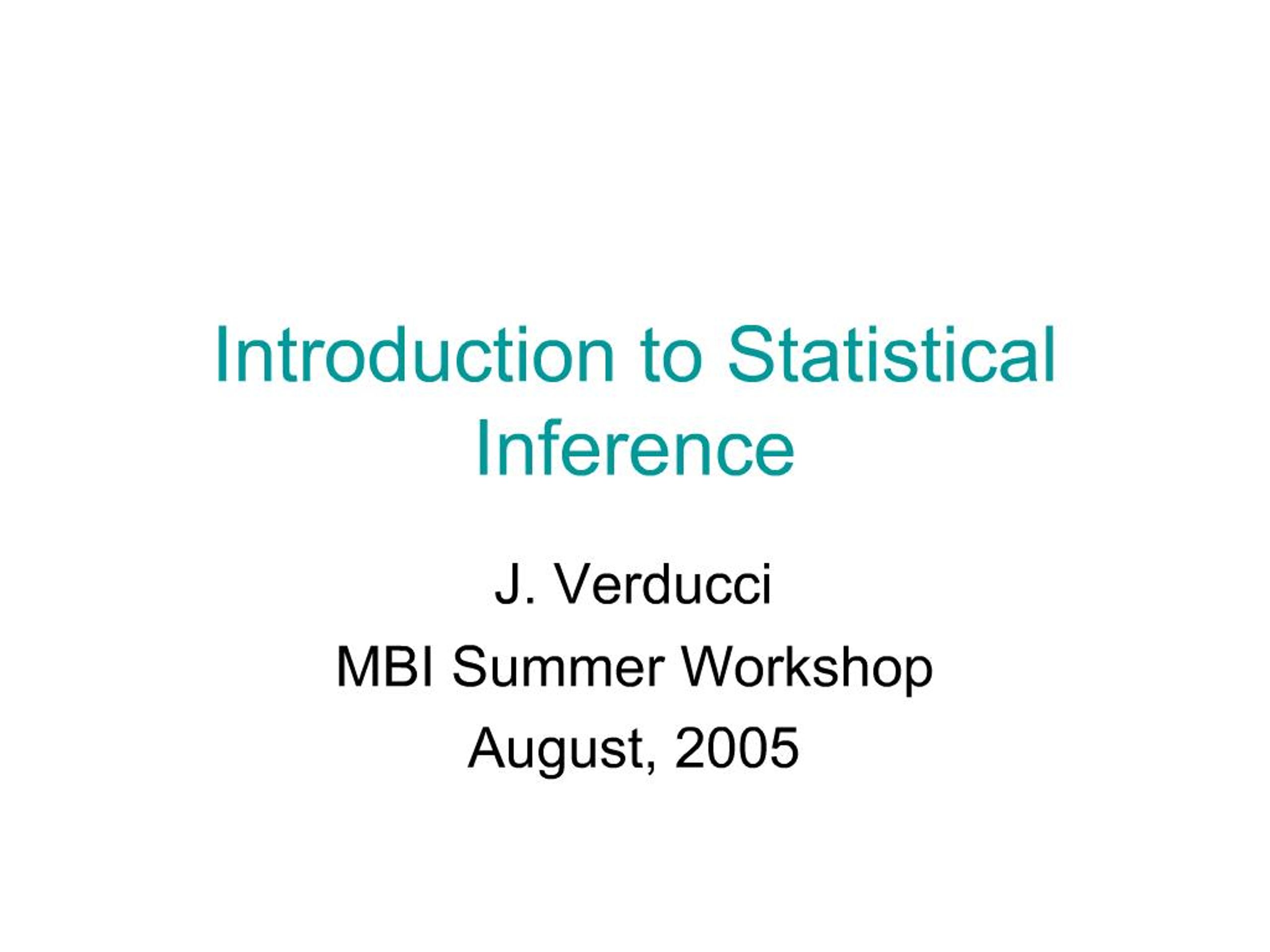 PPT - Introduction to Statistical Inference PowerPoint Presentation ...